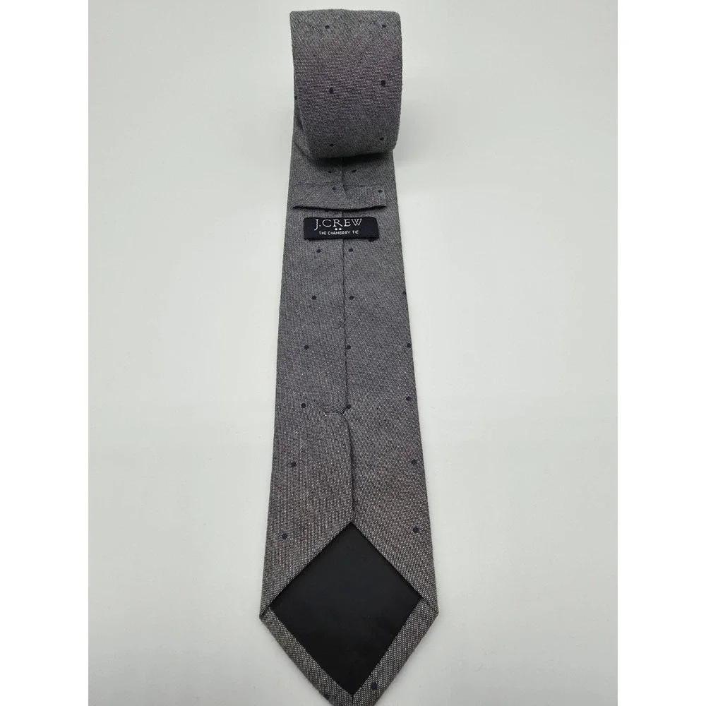 J.CREW Cotton Skinny Necktie Tie Gray Blue Spotted Pattern 60